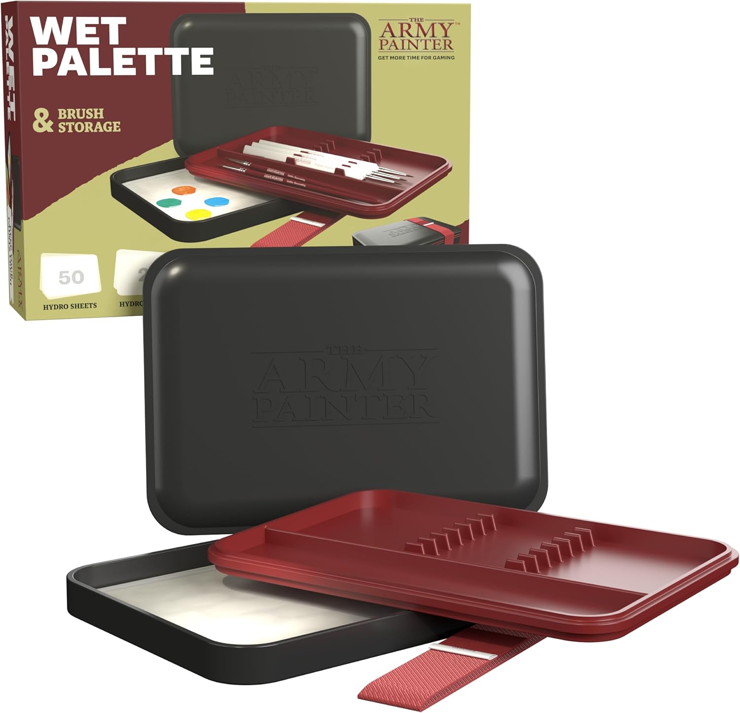 The Army Painter Wet Palette, for Acrylic Paint, Incl. 50 Sheets, 2 Foams & Paint Brush Storage - for Miniature Painting, D&D & Warhammer