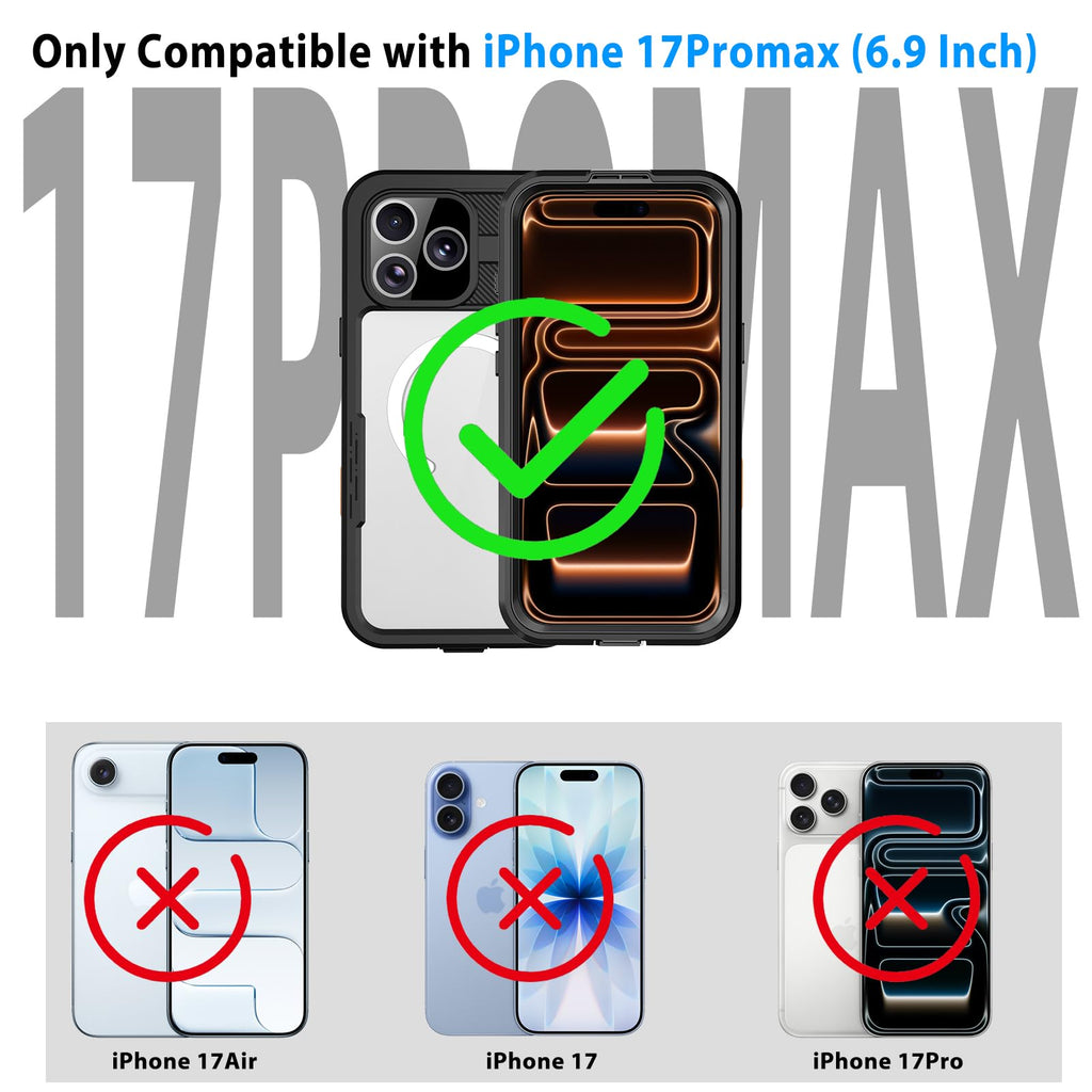iPhone 13 Pro Case, Waterproof & Shockproof Phone Case, Full Protection, IP68, 6.1 Inch, Black