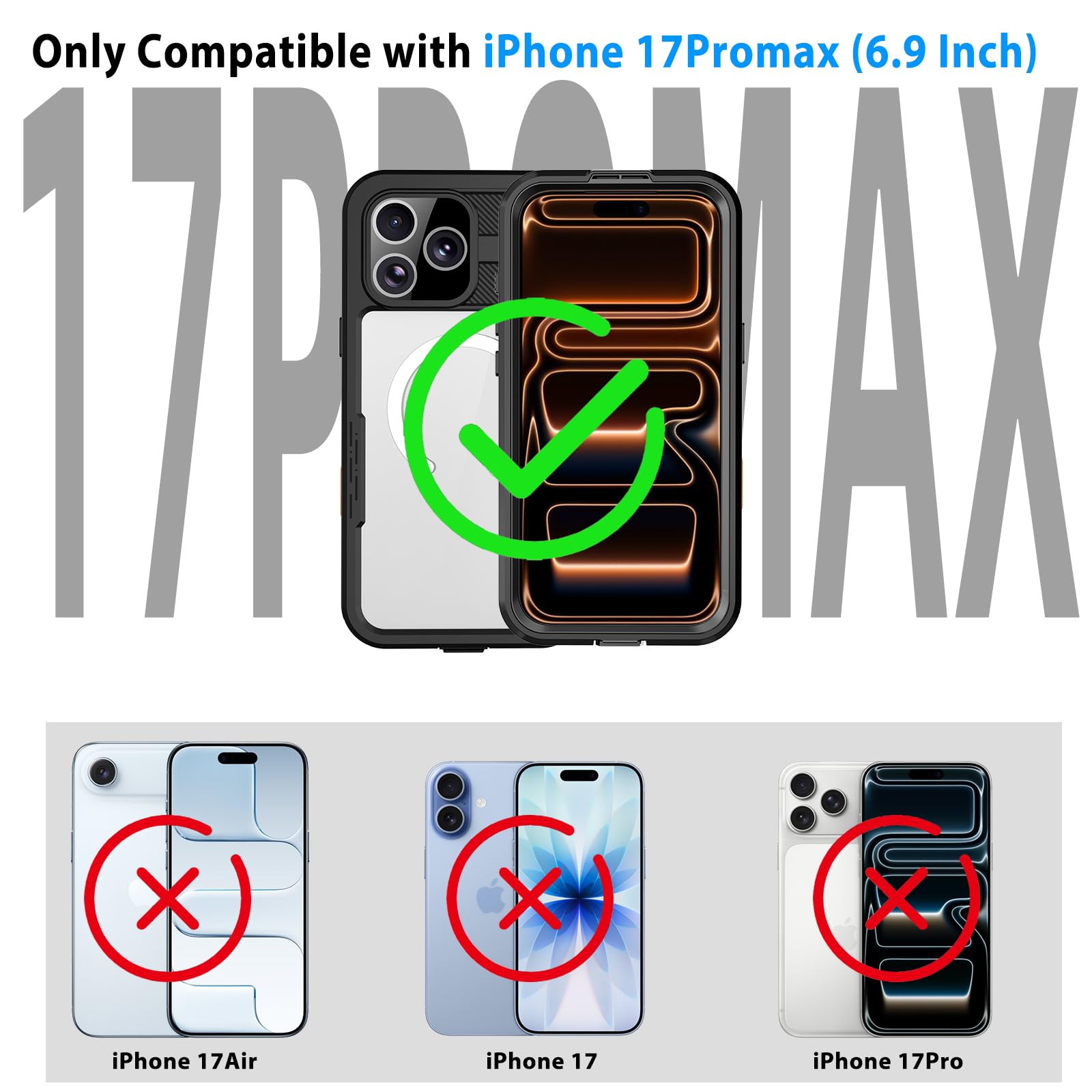 iPhone 13 Pro Case, Waterproof & Shockproof Phone Case, Full Protection, IP68, 6.1 Inch, Black