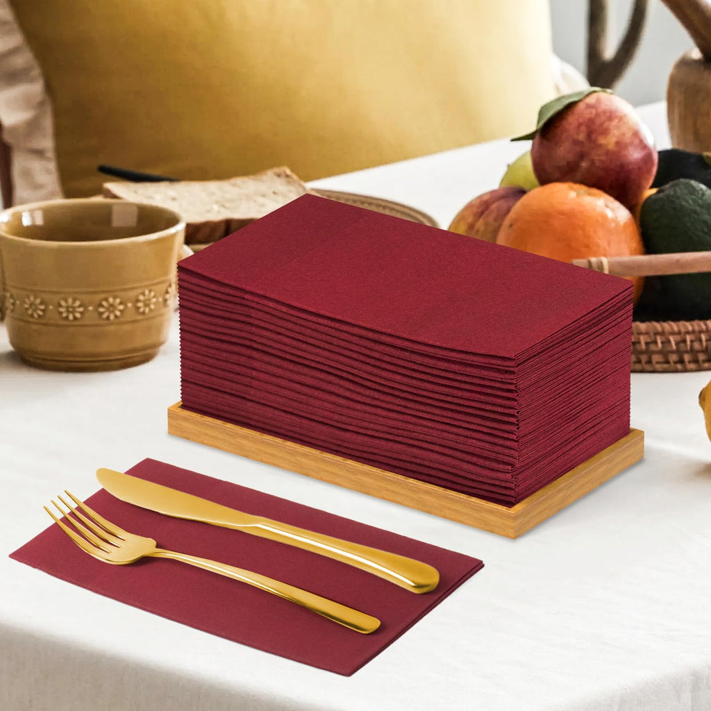 KAMMAK Black Napkins Disposable with Pocket Wedding Decorative Dinner Paper Napkins 100 Pack Linen Feel Prefolded Guest Hand Towels for Party Decoration, Cocktail Reception, Hotel (16.5 x 16.5 inch)