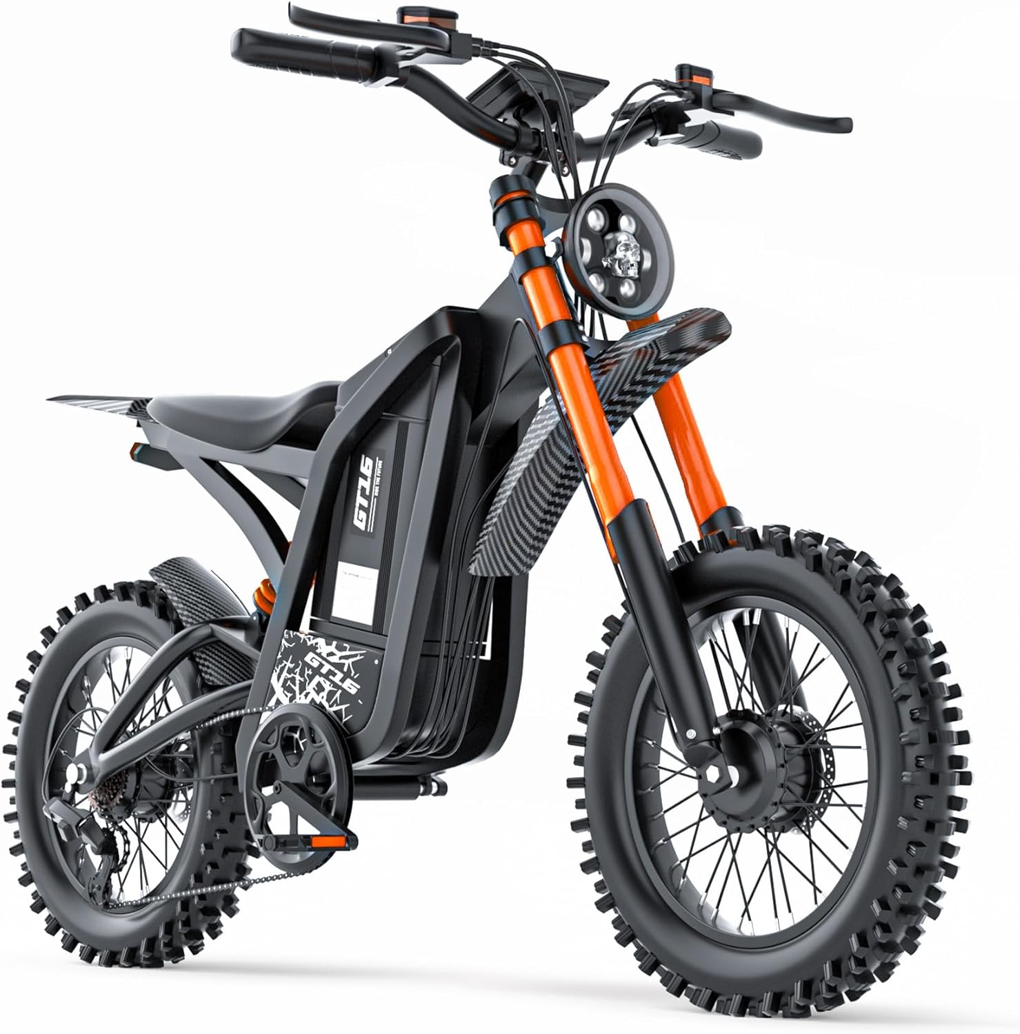ASKGO Electric Dirt Bike, 4500W Peak Motor, 65KM/H Fast Electric Bike, 48V 25Ah Battery,160KM, Hydraulic Brakes, Full Suspension, 7-Speed Gear, 5 PAS Mode, 16" Off-Road E-Bike for Adults & Teens