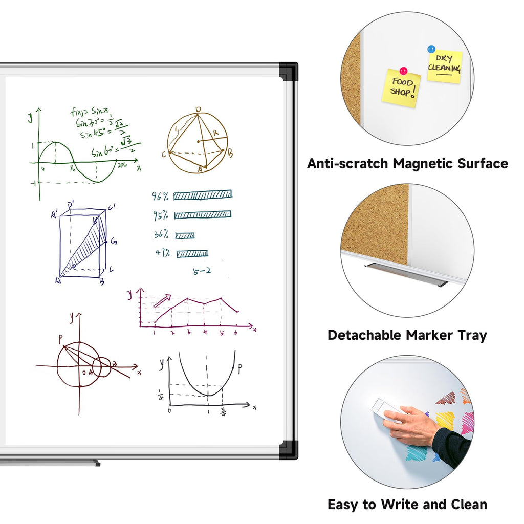 XBoard 24 x 18 Inch Wall-Mounted Office Cork Board, Notice Bulletin Board with Aluminum Frame