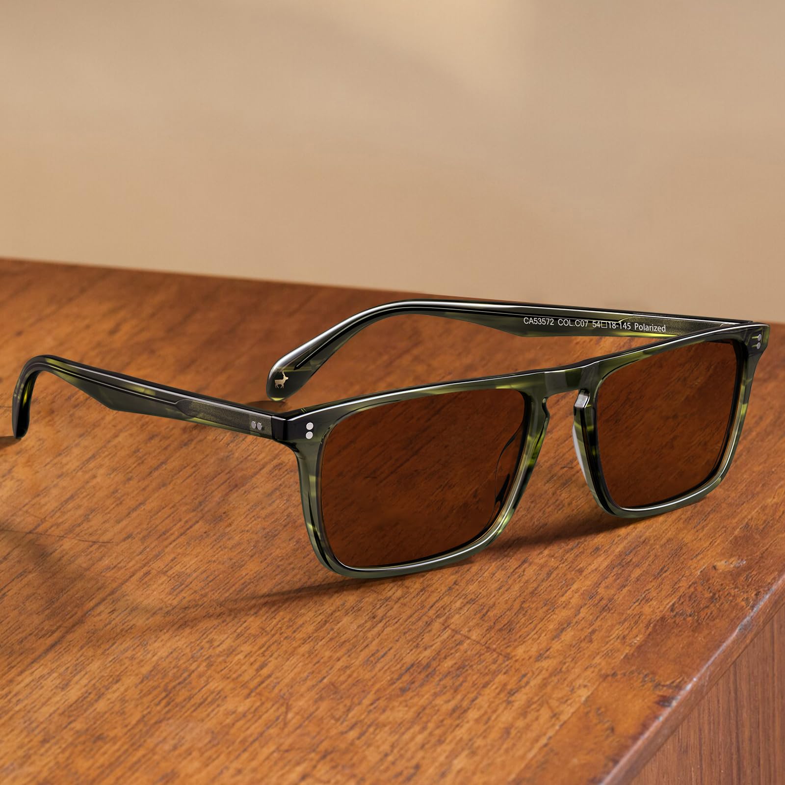 CARFIA Retro Polarized Sunglasses for Men UV Protection Hand-crafted Acetate Frame Fashion Cool Sun Glasses CA53572