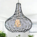 Glass Large Pendant Lights for Kitchen Island Blown Glass Pendant Light Clear Hammered Shade Hanging Ceiling Lights with Black Finish for for Kitchen Island, Sink, Hallway, Living Room 11 inch