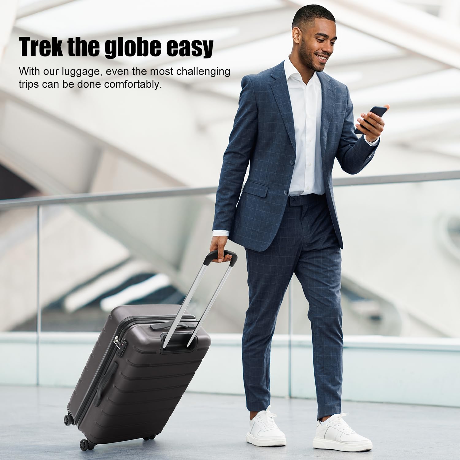 Coolife Luggage Suitcase Carry-on Spinner TSA Lock USB Port Expandable (only 28’’) Lightweight Hardside Luggage (Teal Blue, S(20in_carry on))