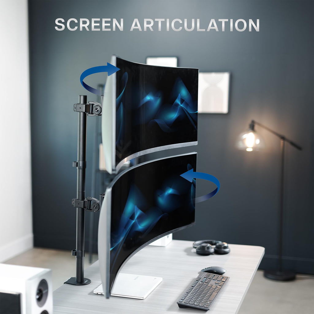 VIVO Dual Monitor Desk Mount Stand with Height Adjustment and VESA Plates for 2 LCD Ultrawide Screens up to 34 inches, Stacked Array, STAND-V002R
