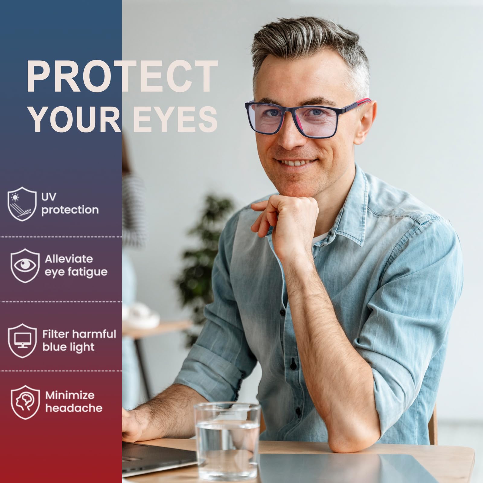 BLOEXCLU 4 Pack Progressive Multifocus Reading Glasses for Men Women TR90 Sports Style Anti-Blue Light Computer Readers