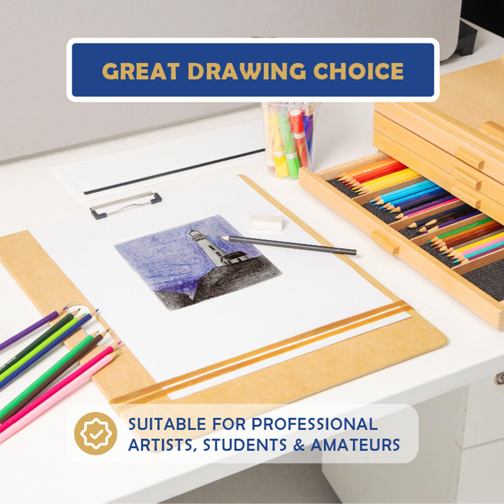 Falling in Art 13x17 Professional Sketch Board, Drawing Tote Board for Artists with Sturdy Clip and Rubber Bands, Portable Art Clipboard for Classroom and Studio Drawing