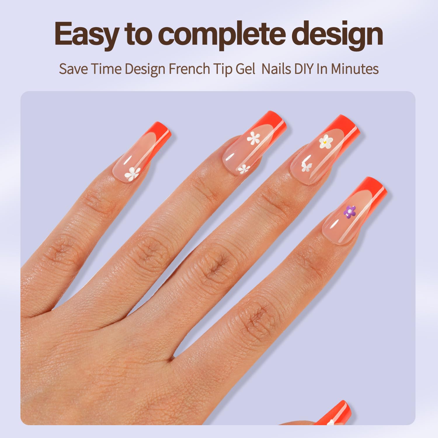 Misssix XBASICTIPS French Tip Press On Nails, 300Pcs French Gel Nail Tips Long Square, Soft Gel Pre-shaped No Need to File 3 in 1 Tips, Fake Nails for Nail Art DIY Extension Designs 15 Sizes