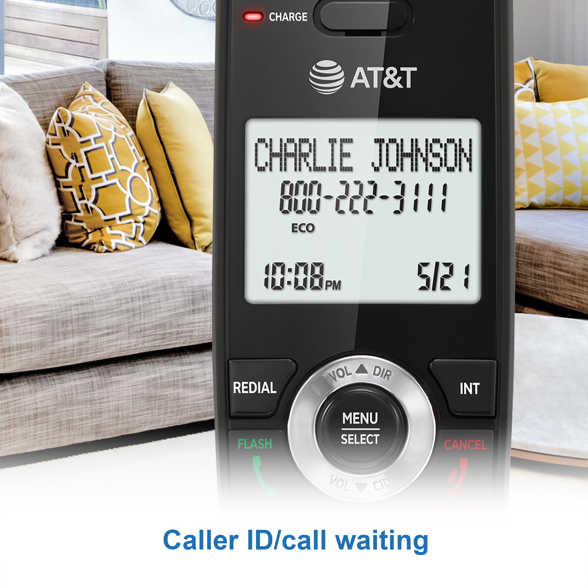 AT&T Landline Home Phone with Call Blocker, Caller ID/Call Waiting, Full-Duplex Handset Speakerphone, Backlit Keypad & Display, Rechargeable Battery, ECO Mode, DECT 6.0: GL2101-11