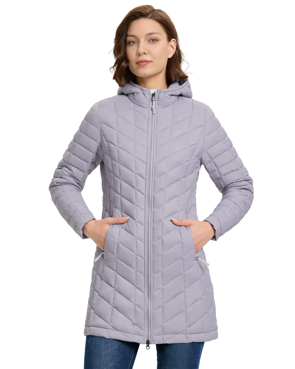 Outdoor Ventures Women's Maryan Hooded Ultra Lightweight Warm Thermolite Long Puffer Coat