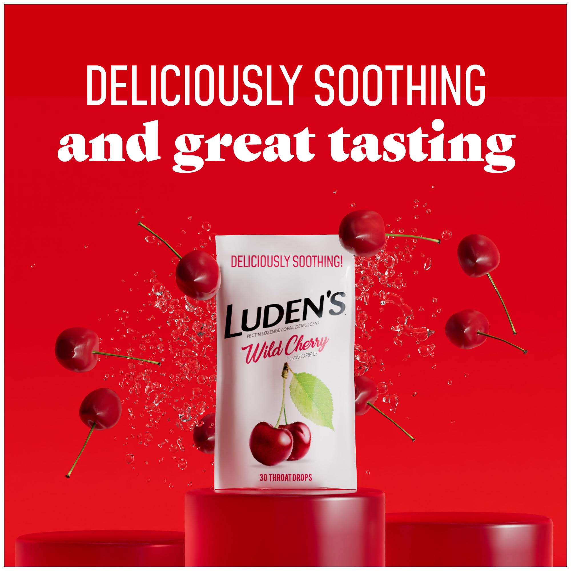 Luden's Sugar Free Wild Cherry Throat Drops, Sore Throat Relief, 25 Count (12 Pack)