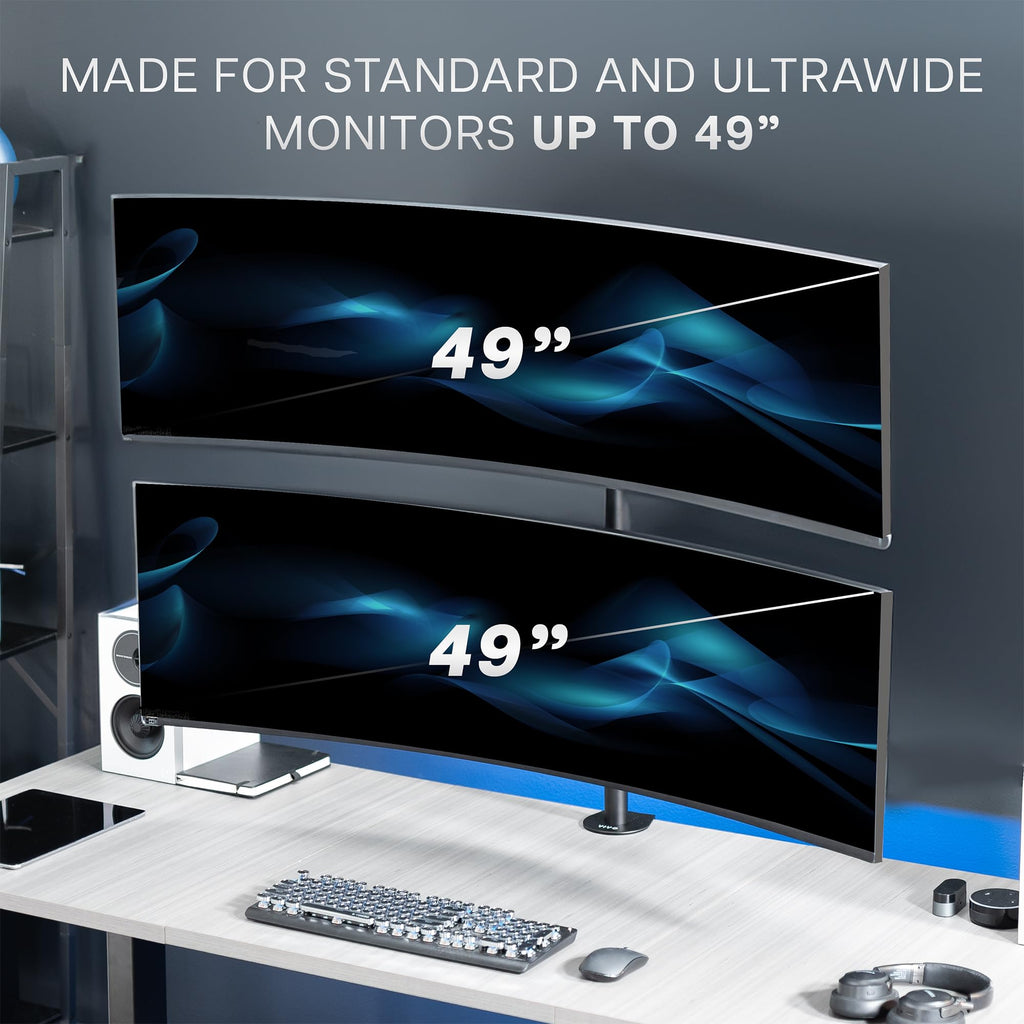 VIVO Dual Monitor Desk Mount Stand with Height Adjustment and VESA Plates for 2 LCD Ultrawide Screens up to 34 inches, Stacked Array, STAND-V002R