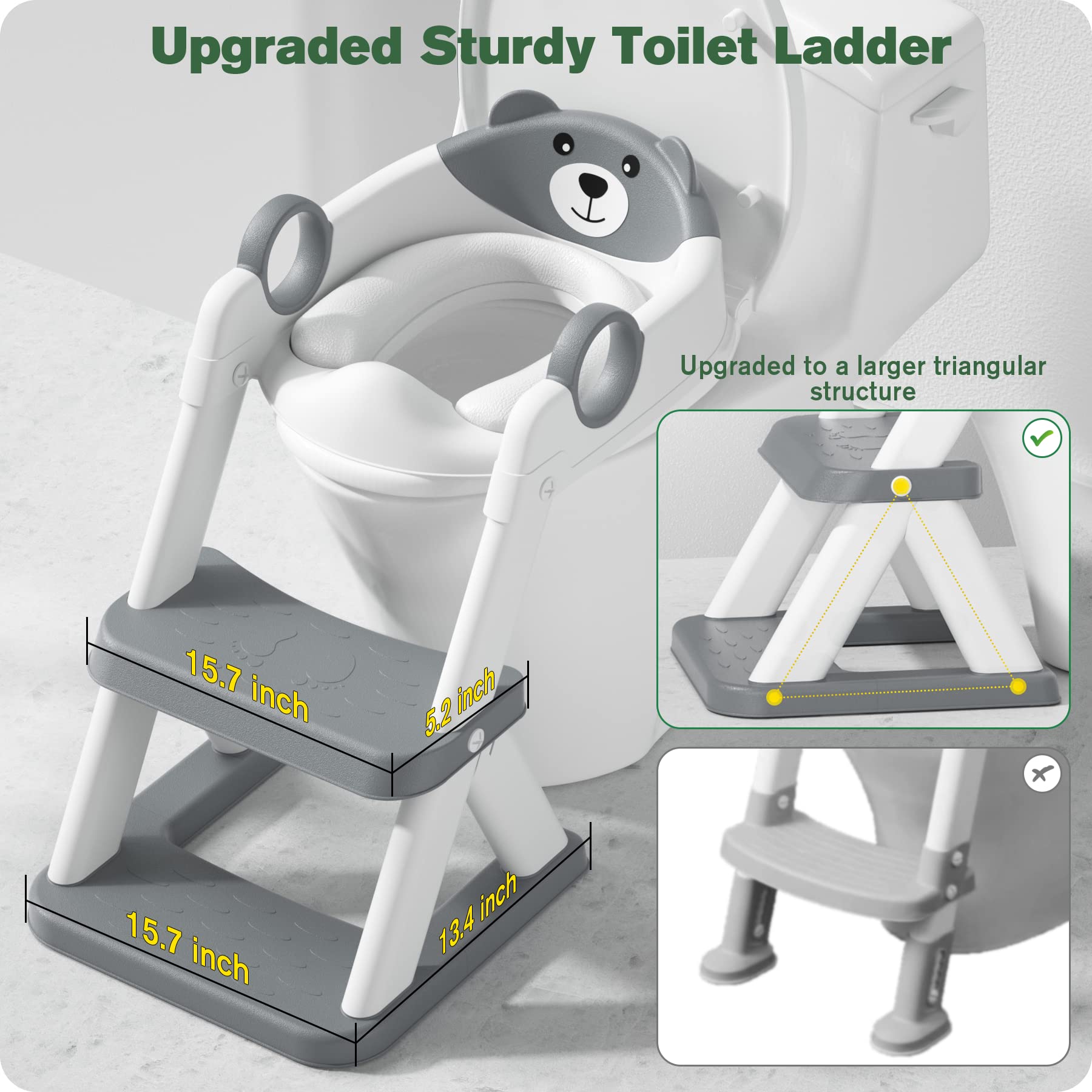 Potty Training Seat, Upgrade Toddler Toilet Seat for Kids Boys Girls, 2 in 1 Potty Training Toilet, Splash Guard Anti-Slip Pad Step Stool(Blue)
