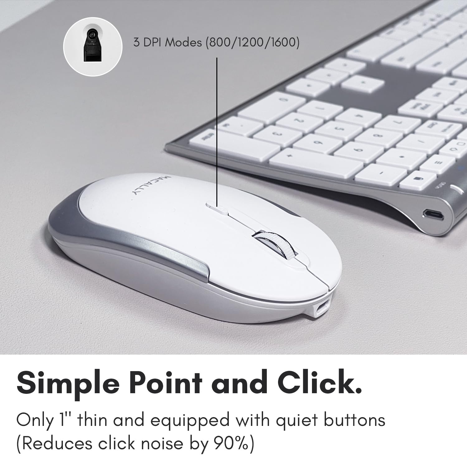 Macally Premium Bluetooth Keyboard and Mouse for Mac | Compatible Wireless Apple Keyboard and Mouse Combo (110 Keys Multi-Device Rechargeable) for MacBook Pro/Air and iMac