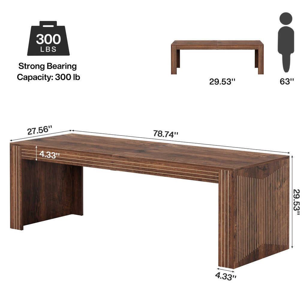 Tribesigns 79-Inch Extra Long Desk, Two Person Double Desk for Home Office, Wooden Long Computer Desk Writing Table for Office, Coffee Brown