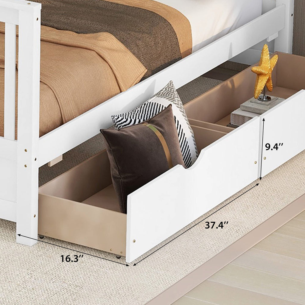 Merax Wood Bunk Bed with Two Drawers,Convertible Wood Bunk Bed with Ladders and Two Storage Drawers,Solid Wood Detachable Bed Frame with Ladders, Twin Over Full Size, Espresso