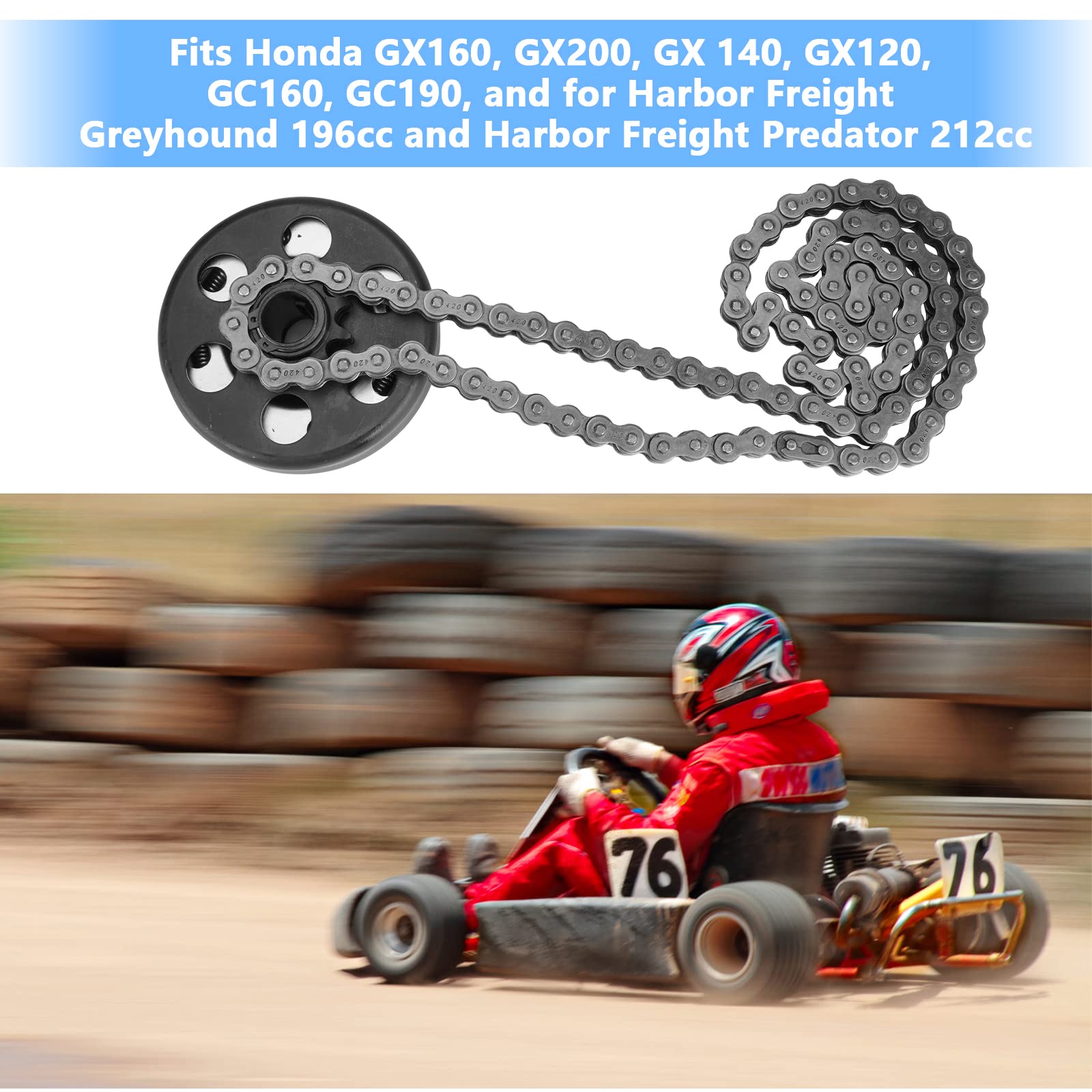 Centrifugal Clutch 1" Bore 14 Tooth Go Kart Mini Bike Clutch with #40/41/420 Chain, fits for Engines with Straight Shaft 2-6.5hp
