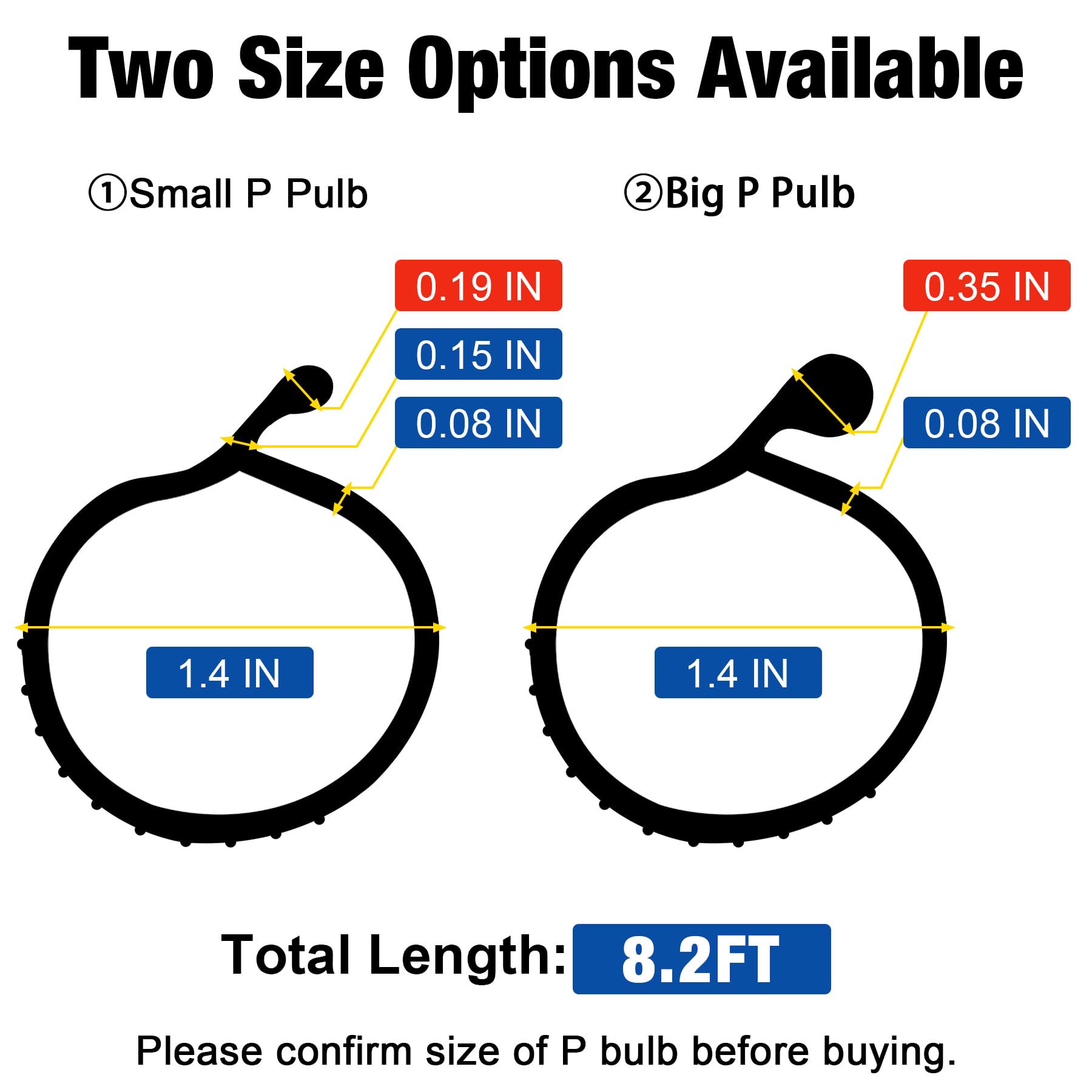 ToLanbbt 8.2FT Garage Door Seals Bottom Rubber 0.19" P Bulb Bottom Weather Seal, Weatherproof Replacement Weather Stripping Compatible with Overhead Door (8.2 FT, Gray)