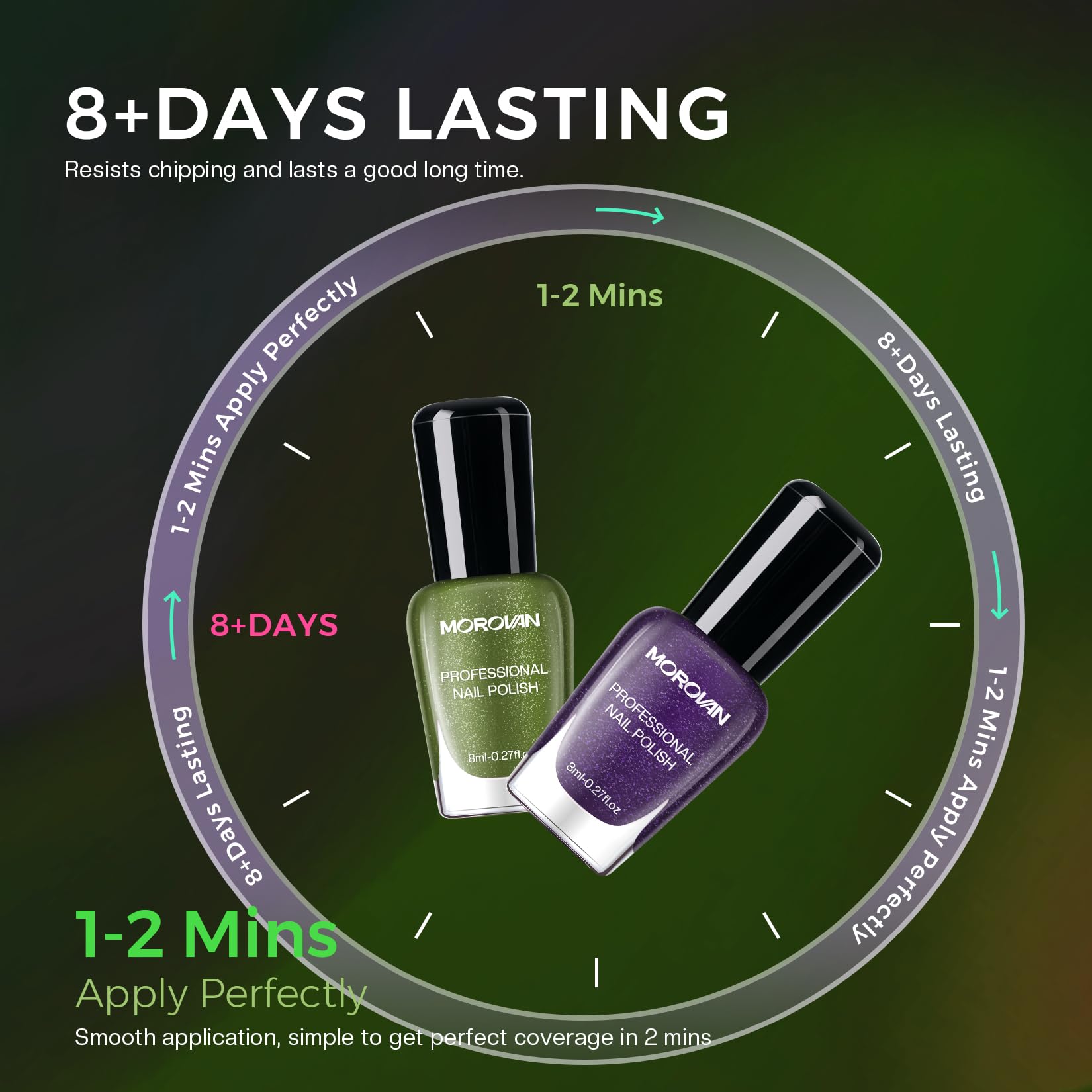 Morovan 15 Bright Color 0.27oz Air Quick Dry Long Lasting Nail Polish Gift Set for Women