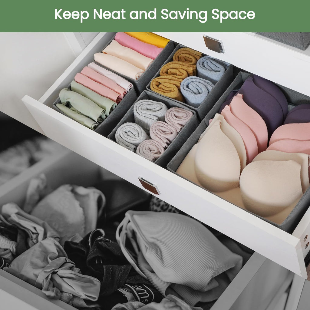 Criusia Drawer Organizer Clothes, 8 Pack Underwear Drawer Organizer, Foldable Cloth Storage Box Closet Organizers and Storage for Clothes, Socks, Scarves, Ties (Beige)
