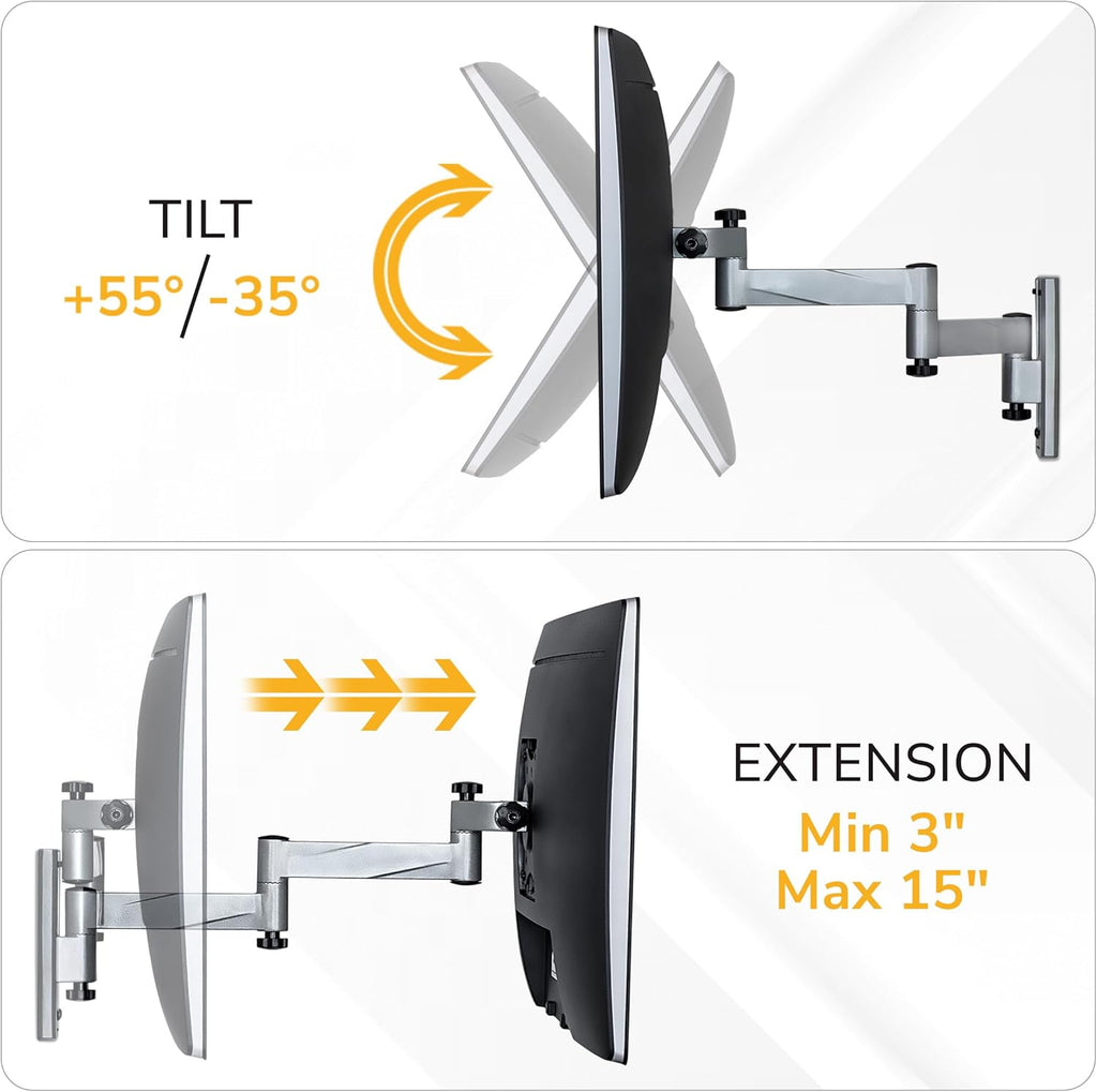 Mount-It! Locking RV TV Mount with Dual Wall Plates & Quick Release | Full Motion Rust-Resistant Aluminum Arm for Indoor & Outdoor Use in Camper, Trailer, RV | 13-42 Inch Screens, VESA 200 Compatible
