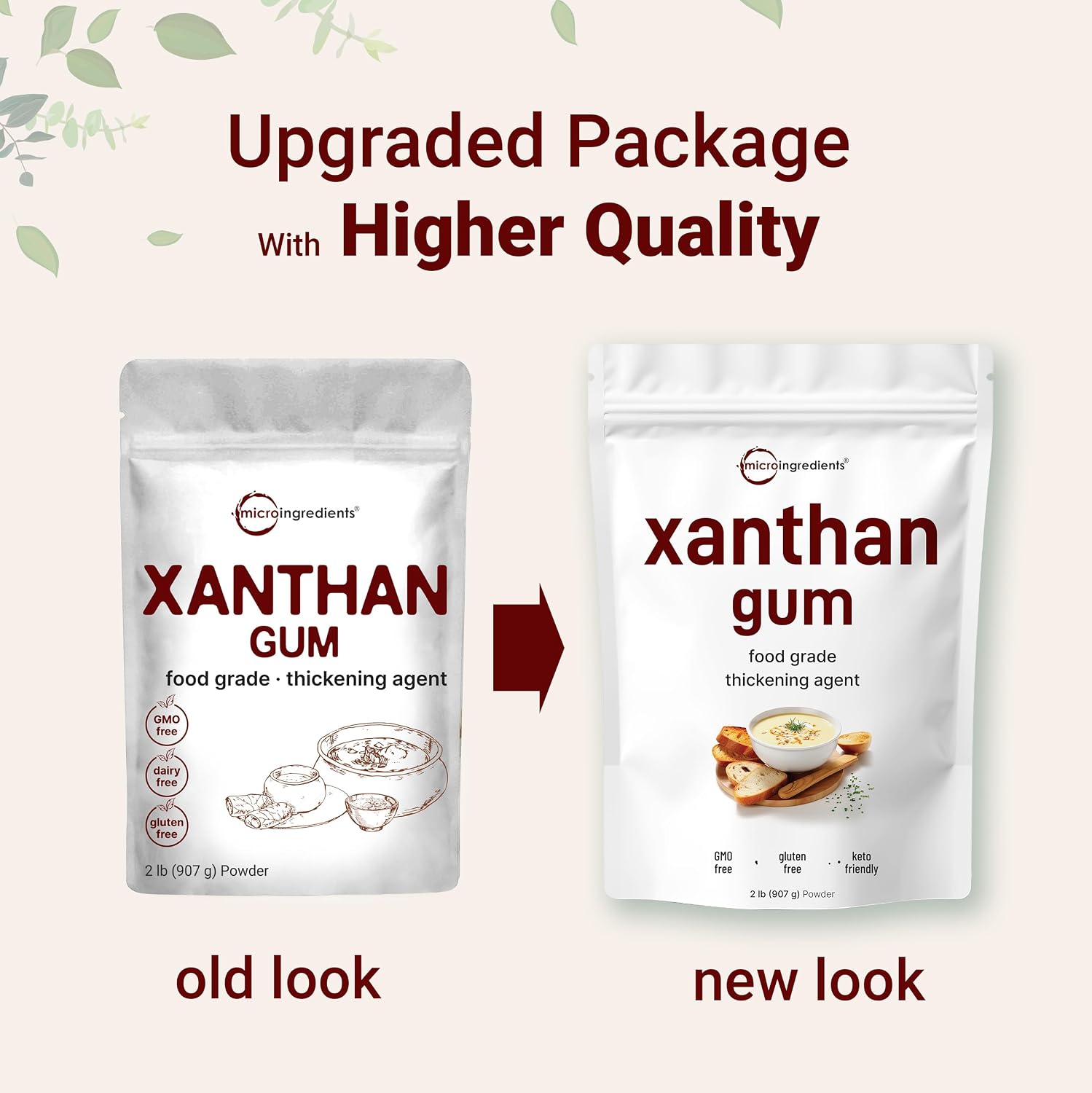 Micro Ingredients Xanthan Gum Powder 2lb (32oz) Premium Quality for Keto & Gluten-Free Baking Unflavored Thickening Agent for Cooking Non-GMO Vegan Friendly