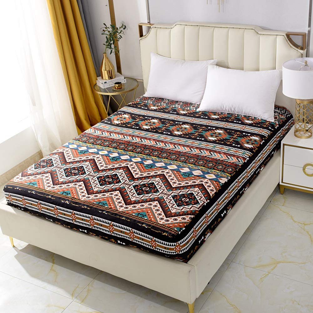Bedding Fitted Sheet with Deep Pocket,3D Pattern Printed Fabric Bed Sheets (Black Butterfly,Twin)