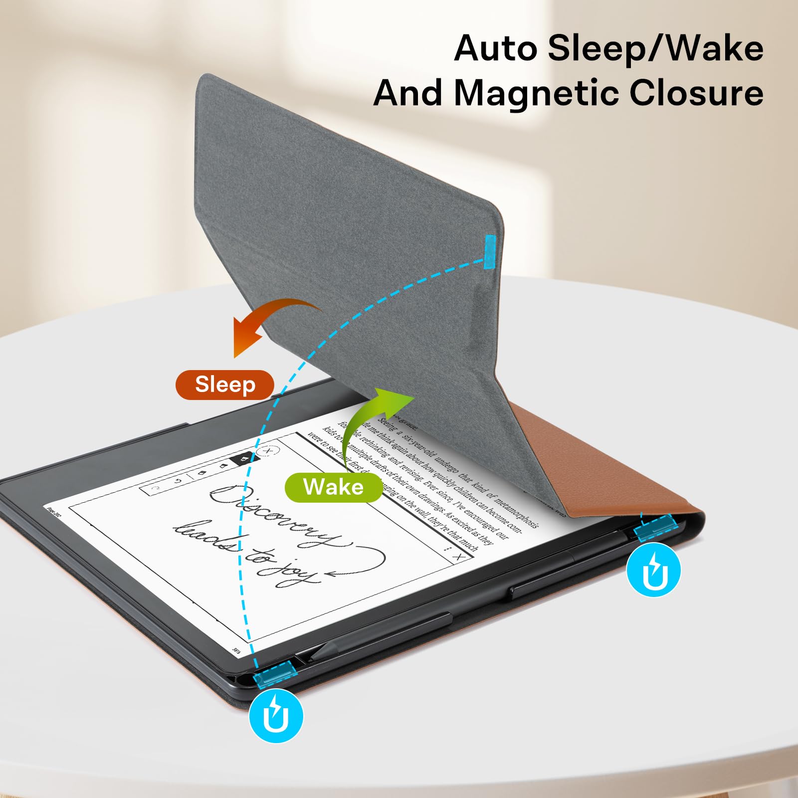 CoBak Stand Case for Kindle Scribe - Premium Folio Leather Cover with Pen Holder, Auto Sleep/Wake - Compatible with 10.2 Inch Kindle Scribe (2022/2024 Release)