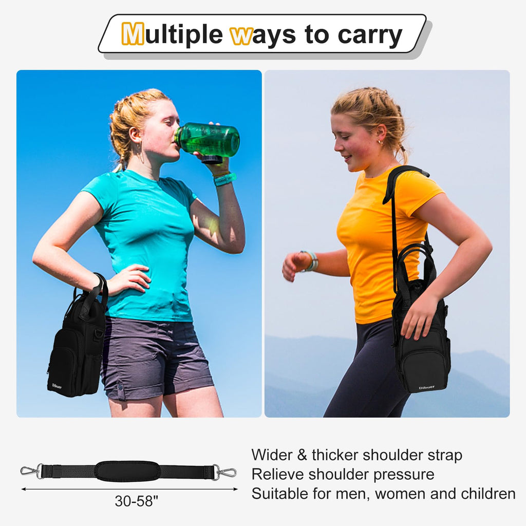 Water Bottle Holder with Strap, 32oz 40oz Insulated Crossbody Water Bottle Carrier Sling Bag with Phone Pocket for Walking/Hiking/Travel/Gym