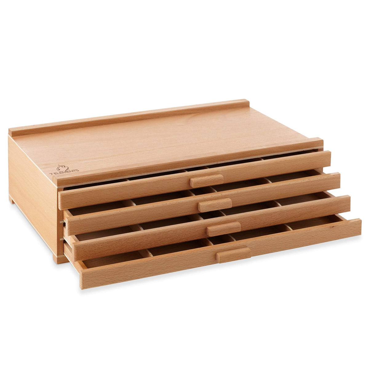 7 Elements 3 Drawer Wooden Artist Storage Supply Box for Pastels, Pencils, Pens, Markers, Brushes and Tools