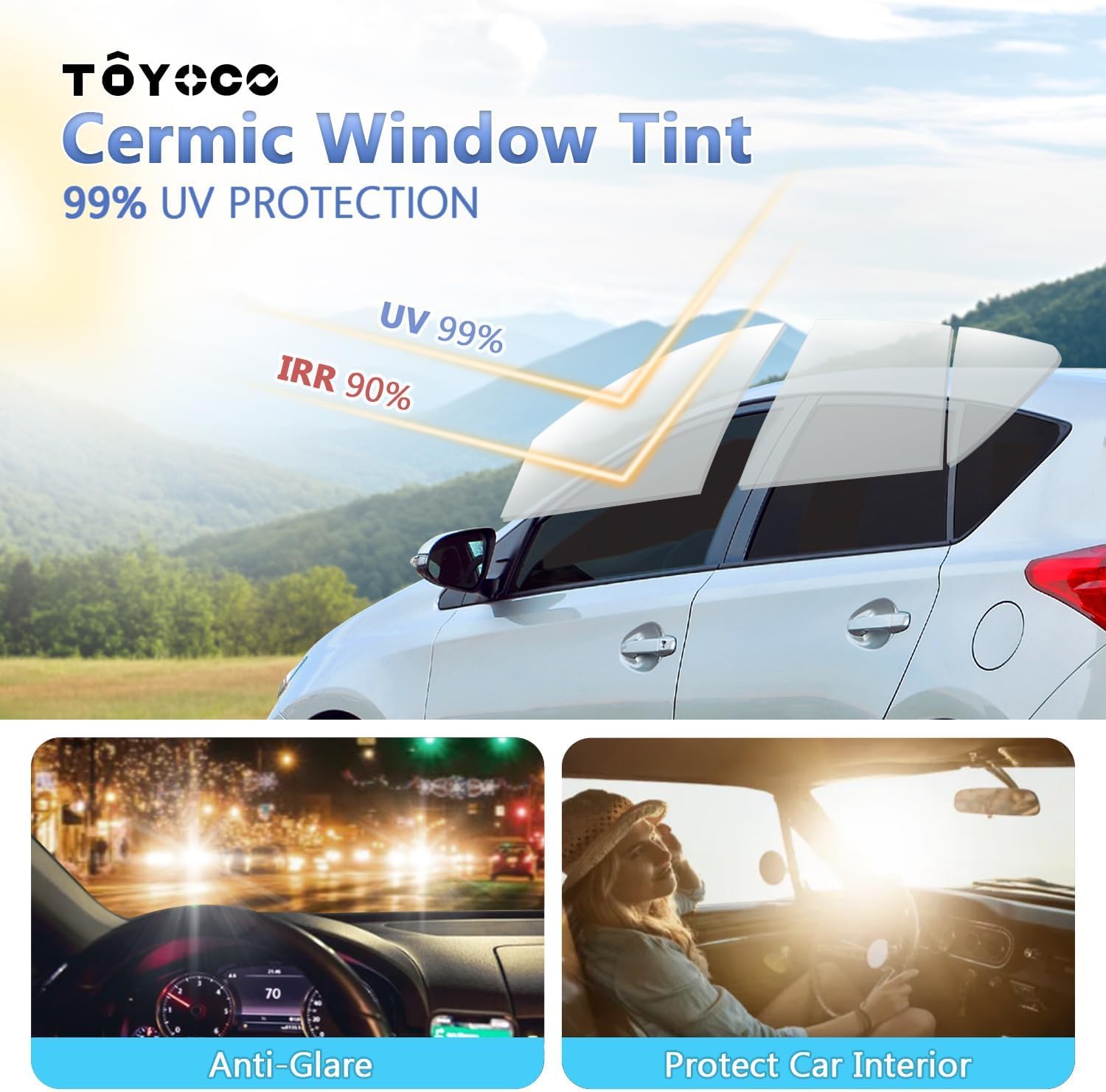 Window Tint Film for Cars 5% VLT 20in x 10Ft Ceramic Window Tints, Blocks 99% UV & IR Rays, Heat Resistant Anti Glare Film for Windshield, Scratch Resistant Sun Shade Auto Tint Roll