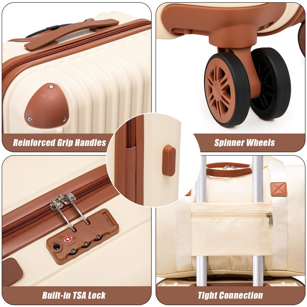 Cosbarn Luggage Sets 5 Piece Suitcases with Wheels, Suitcase Set ABS Hard Case Luggage with TSA Lock Spinner Wheels Durable Travel Luggage
