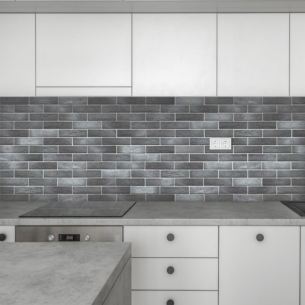 Old Town White Faux Brick Wall Tiles, 2 Pieces 3D Thin Brick Veneers