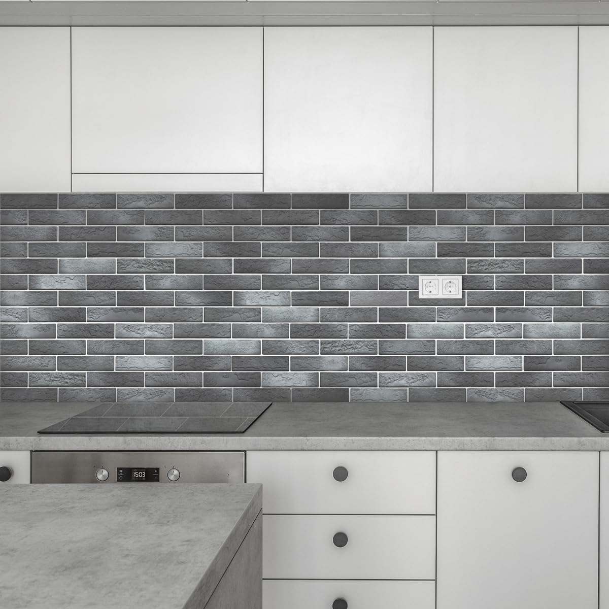 Old Town White Faux Brick Wall Tiles, 2 Pieces 3D Thin Brick Veneers
