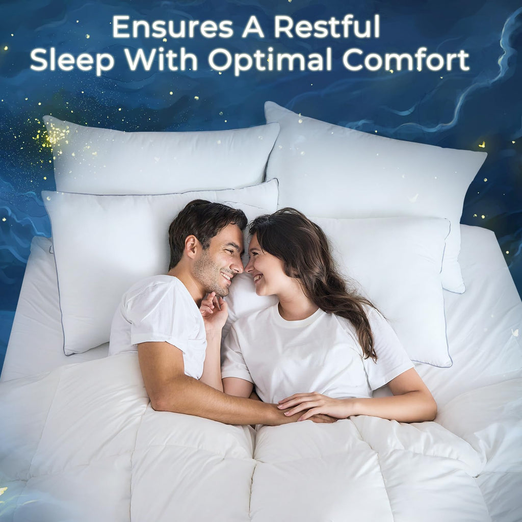Sasttie Firm Pillows Standard Size Set of 4, Full Size Bed Pillows for Side, Back, and Stomach Sleepers - Oeko-Tex Certified Down Alternative Plump Filling - Hotel Quality and Machine Washable, 4 Pack