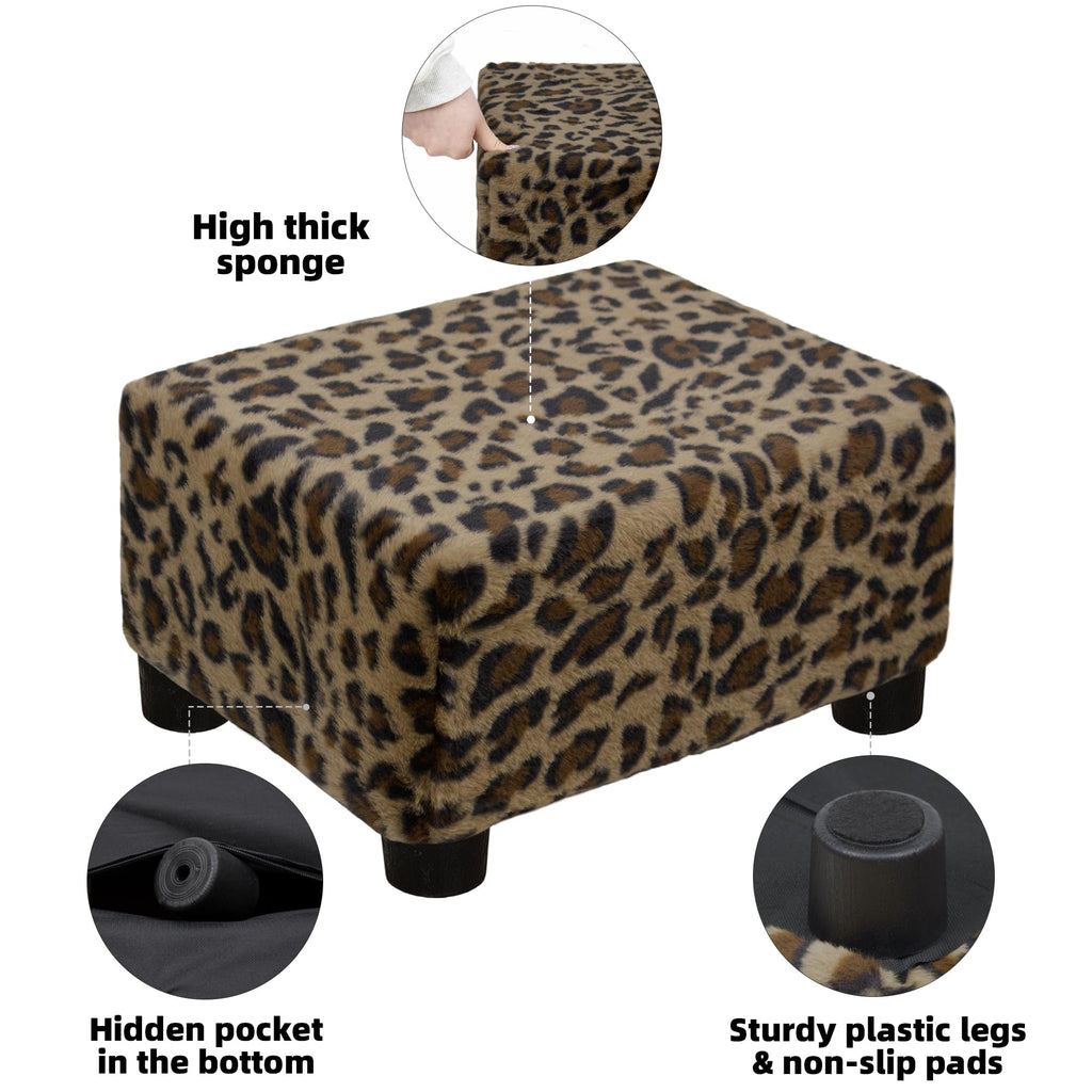 CAROLMADE Small Foot Stool Ottoman Footstool with Legs Under Desk Footrest for Living Room Bedroom and Office, Black