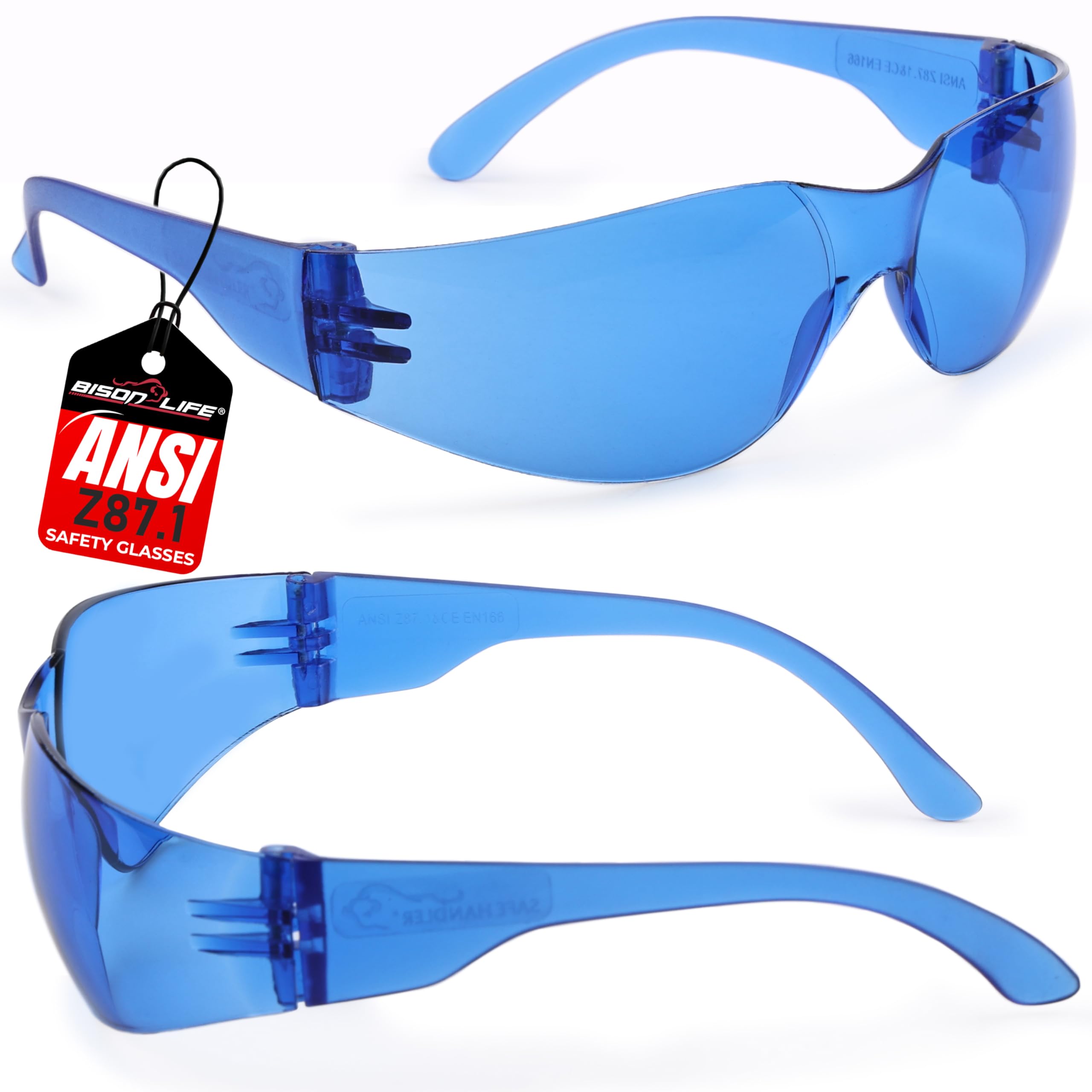 BISON LIFE Clear Safety Glasses – ANSI Z87.1 Certified Scratch & Impact Resistant Eye Protection Goggles for Men & Women
