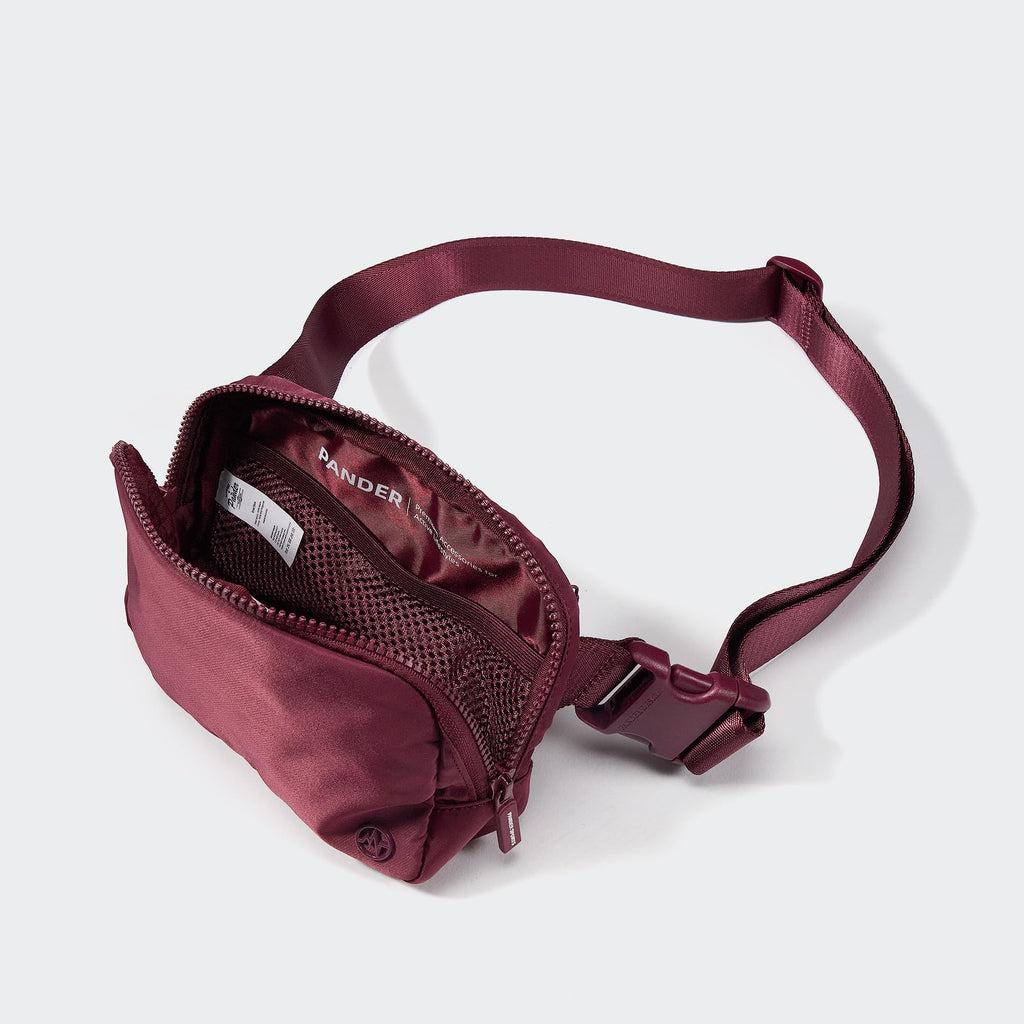 Pander Two Way Zipper Fanny Pack Nylon Everywhere Belt Bag for Women, Water Repellent Waist Packs, Crossbody Bags with Adjustable Strap (Black).