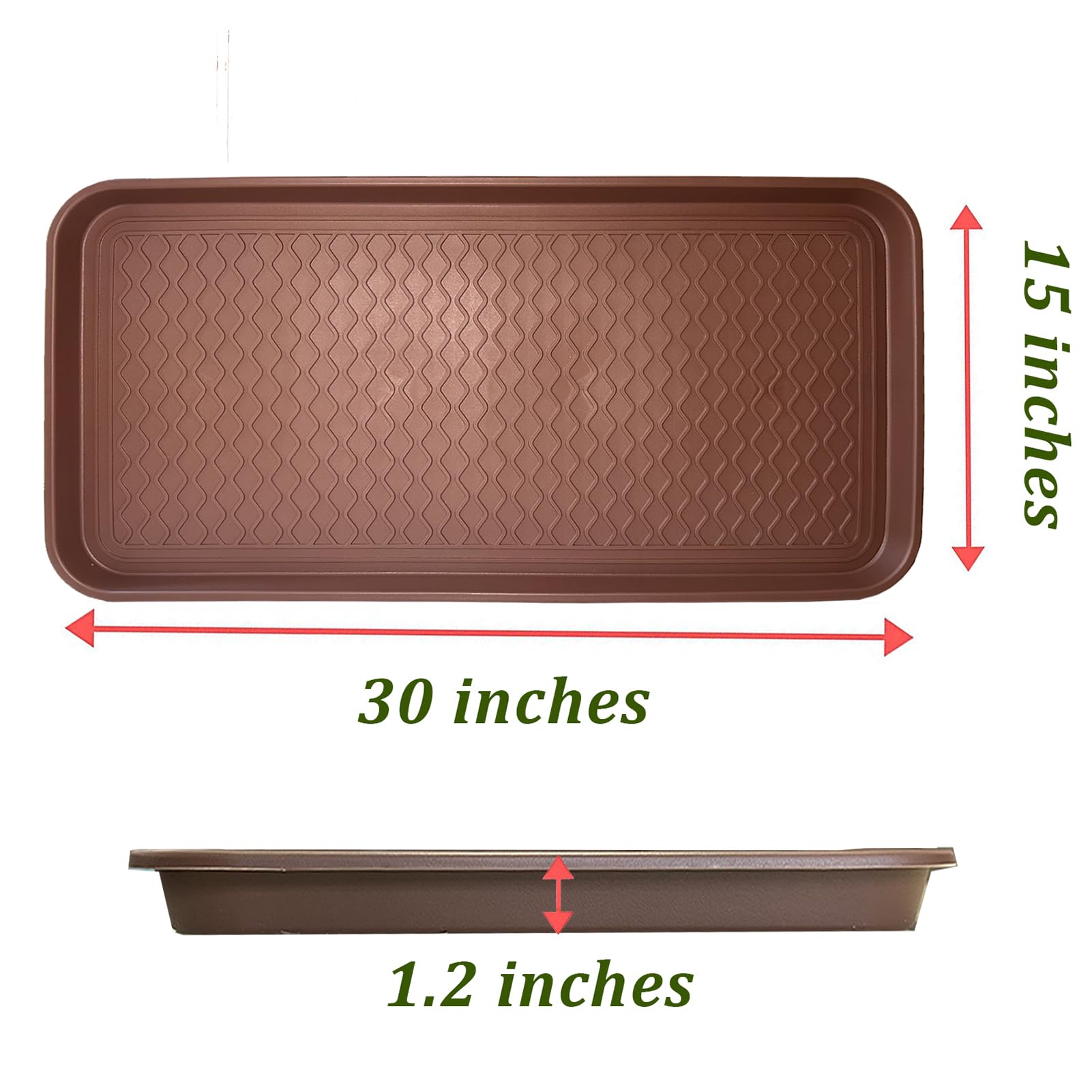 2 Pack Large Multifunctional Tray Mat Washable Indoor or Outdoor Tray Mat for Shoes Boots Plants Pots Paint Tins Pet Bowls Car Storage, 30 x 15 x 1.2 Inches