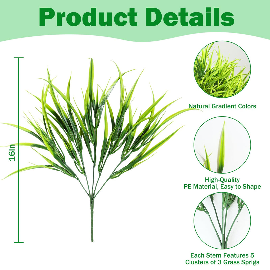 Uieke 28 Bundles Artificial Outdoor Plants UV Resistant Fake Grass Plants Faux Plastic Plants Greenery Shrubs for Home Garden Pathway Window Box Front Porch Cemetery Fall Decor, Autumn Red