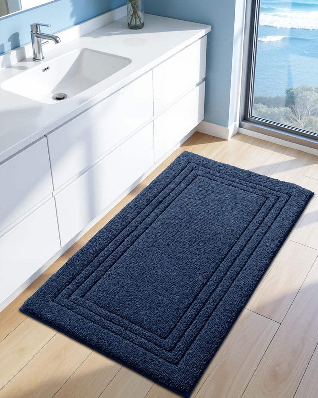 DEXI Bath Mats Bathroom Rug, 32x20 Non Slip Bathroom Rugs Washable, Absorbent Bathmat Quick Dry for Shower Floor Sink, Beige
