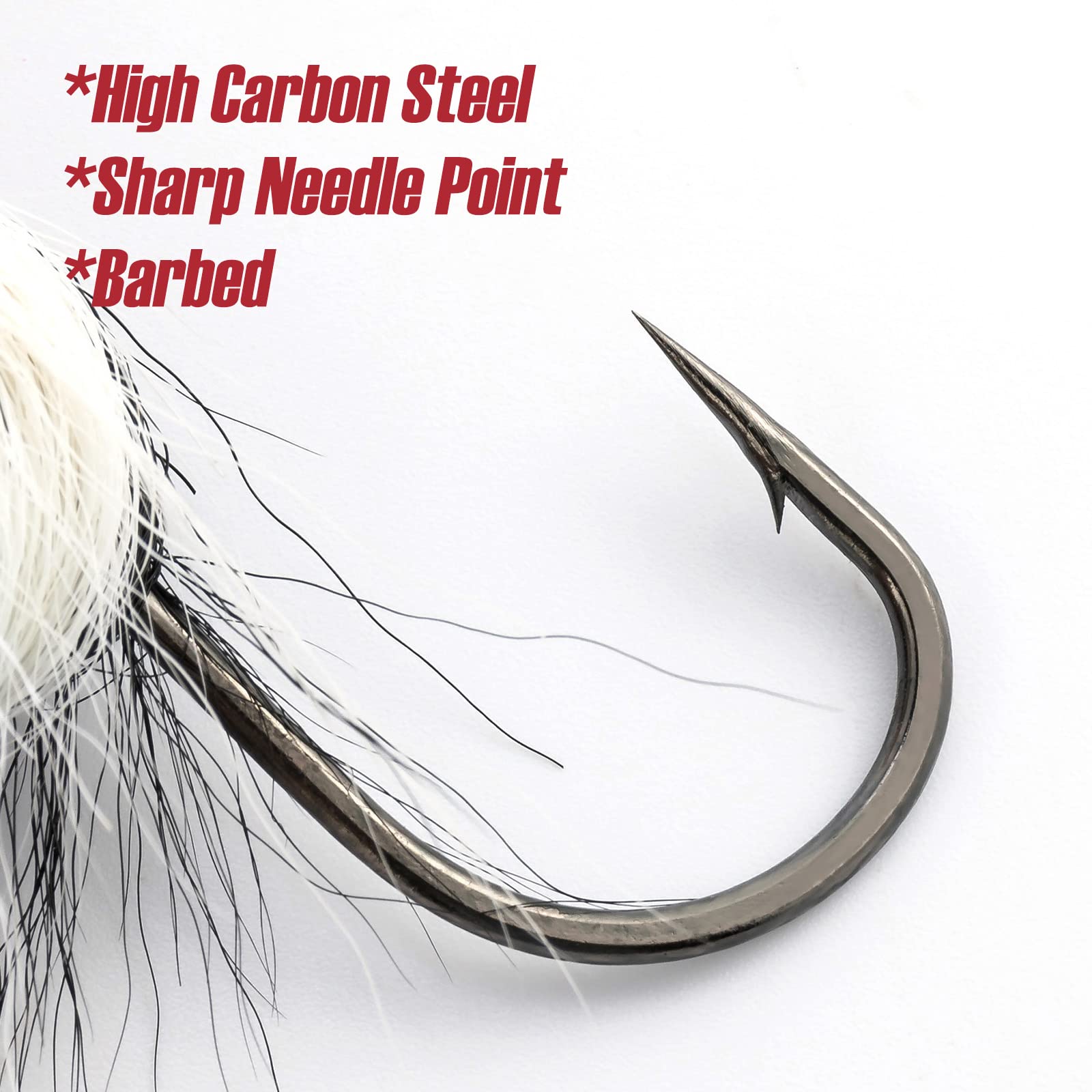 Dr.Fish 3 Pack Bucktail Jig Lure Hair Jig Saltwater Freshwater Lures Surf Fishing Bass Flounder Striper Bluefish Halibut Redfish