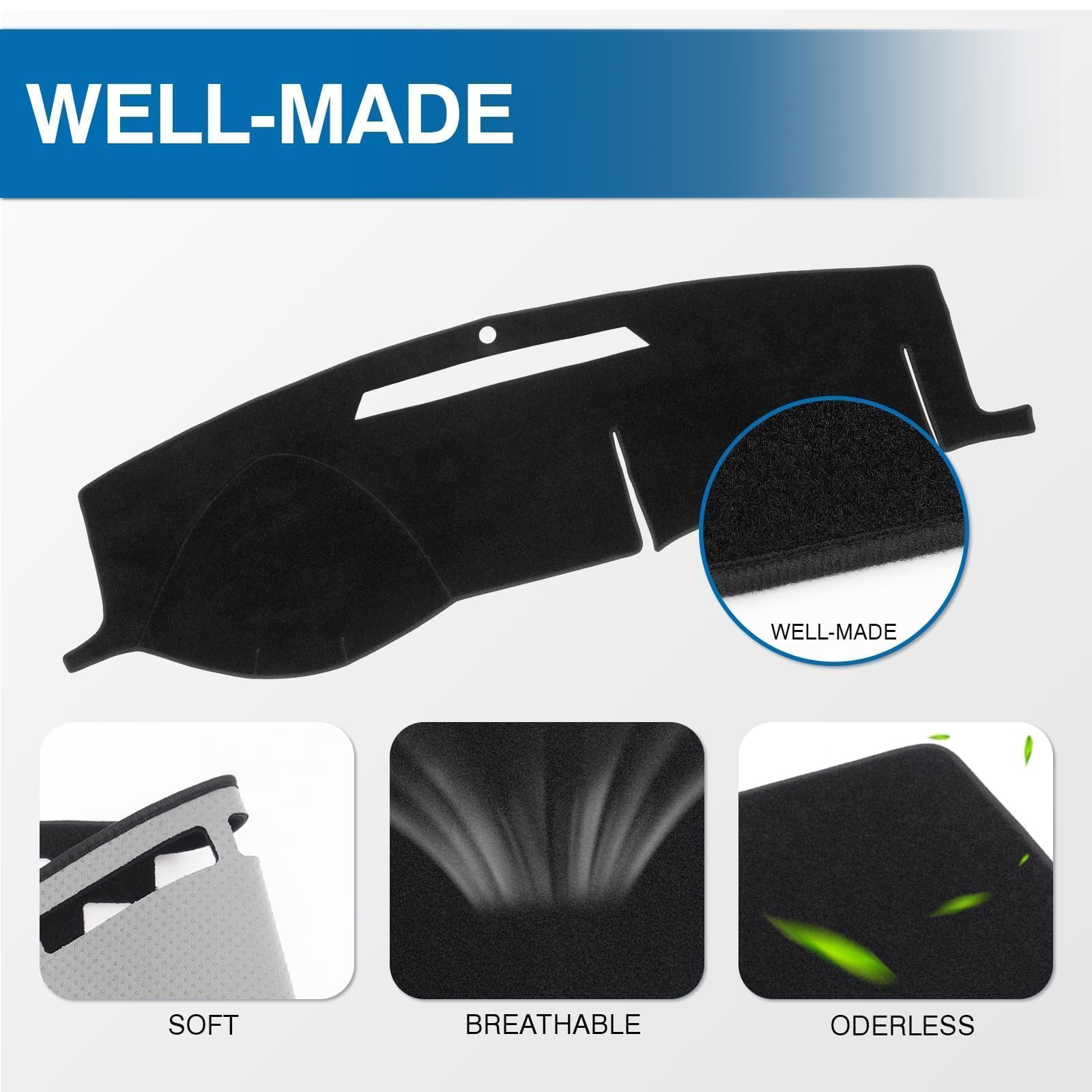 KUST Black Dash Cover for Ford Ranger 1995-2011/Ford Explorer 1995-2001/Mazda B2300 B2500 B3000 B4000 1995-2008/Mercury Mountaineer 1997-2001 Polyester Dashboard Cover Accessories for Ranger