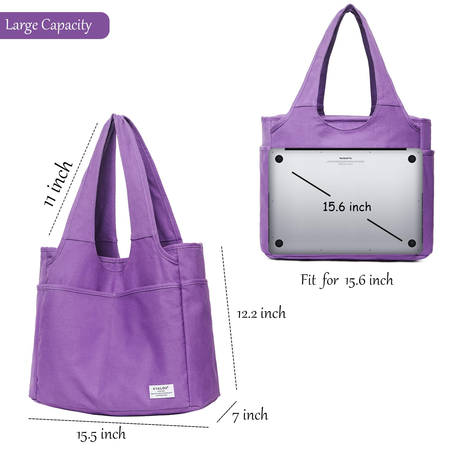 KYALOU Utility Large Tote Bag, Women Casual Shoulder Bags for Work School Gym Beach Travel Shopping Grocery | Utility