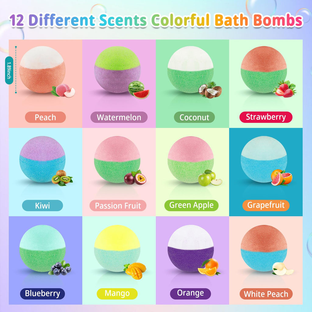 Bath Bombs for Kids with Surprise Inside, 24 Pack Kids Bath Bombs with Toys Inside Gift Set, Kid Bubble Bath Fizzy for Girls Boys with Bath Toys (Classic Edition)