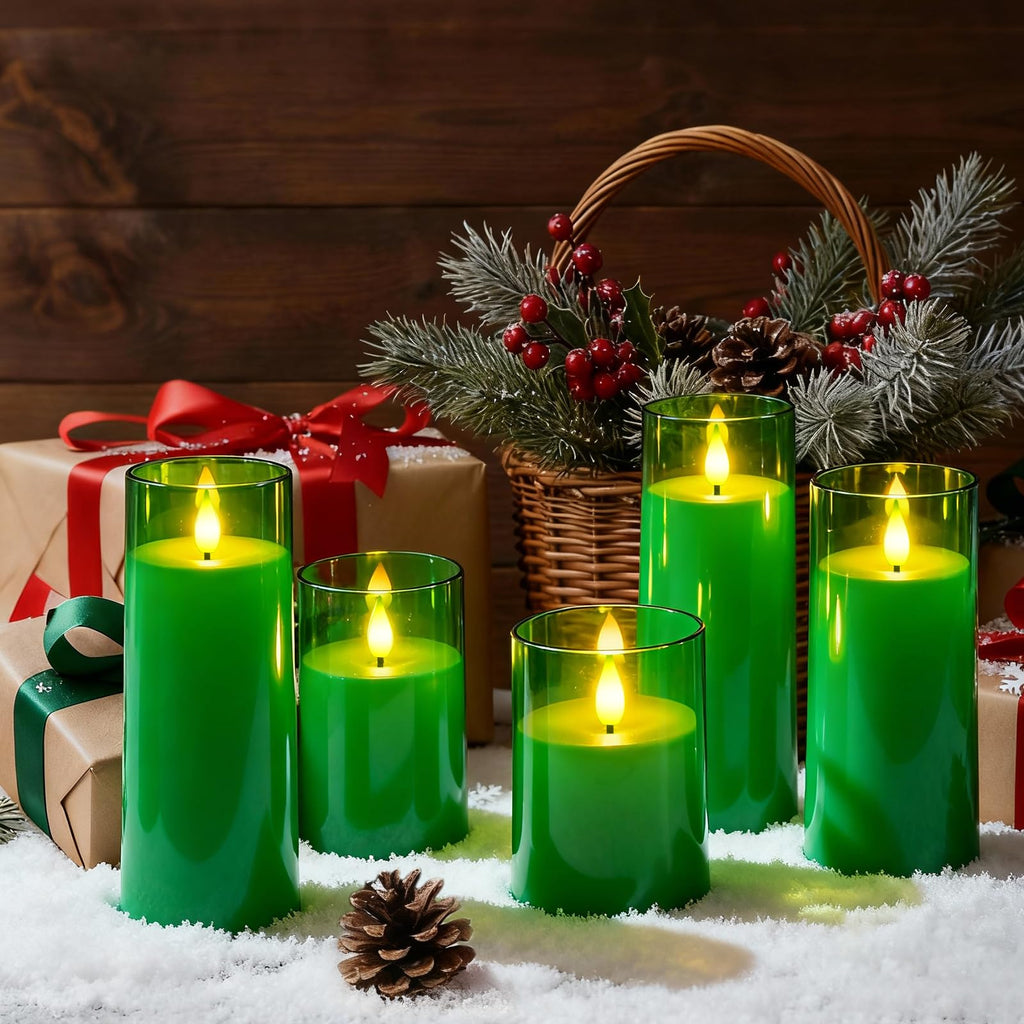 Raycare Flameless Candles Battery Operated with Remote Timer, Acrylic Flickering LED Pillar Candle for Christmas, Wedding, Home Decor, Gift for Family and Friend, White, Set of3