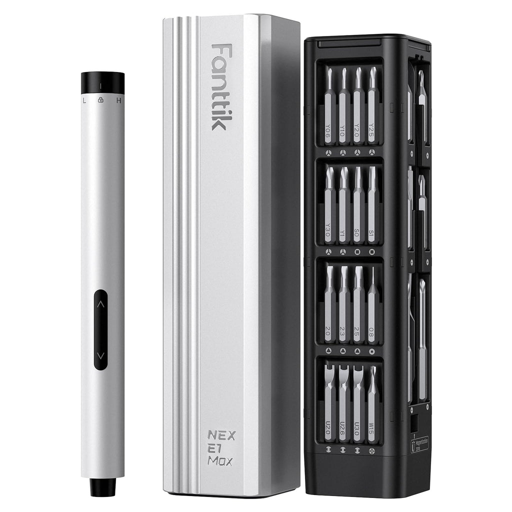 Fanttik E1 Max Electric Screwdriver, Mini Precision Screwdriver Set, 50 Magnetic Bits, Magnetic Storage, 5/32‘’Hex, Repair Tool Kit for Electronics Phone Camera Laptop Watch (White)