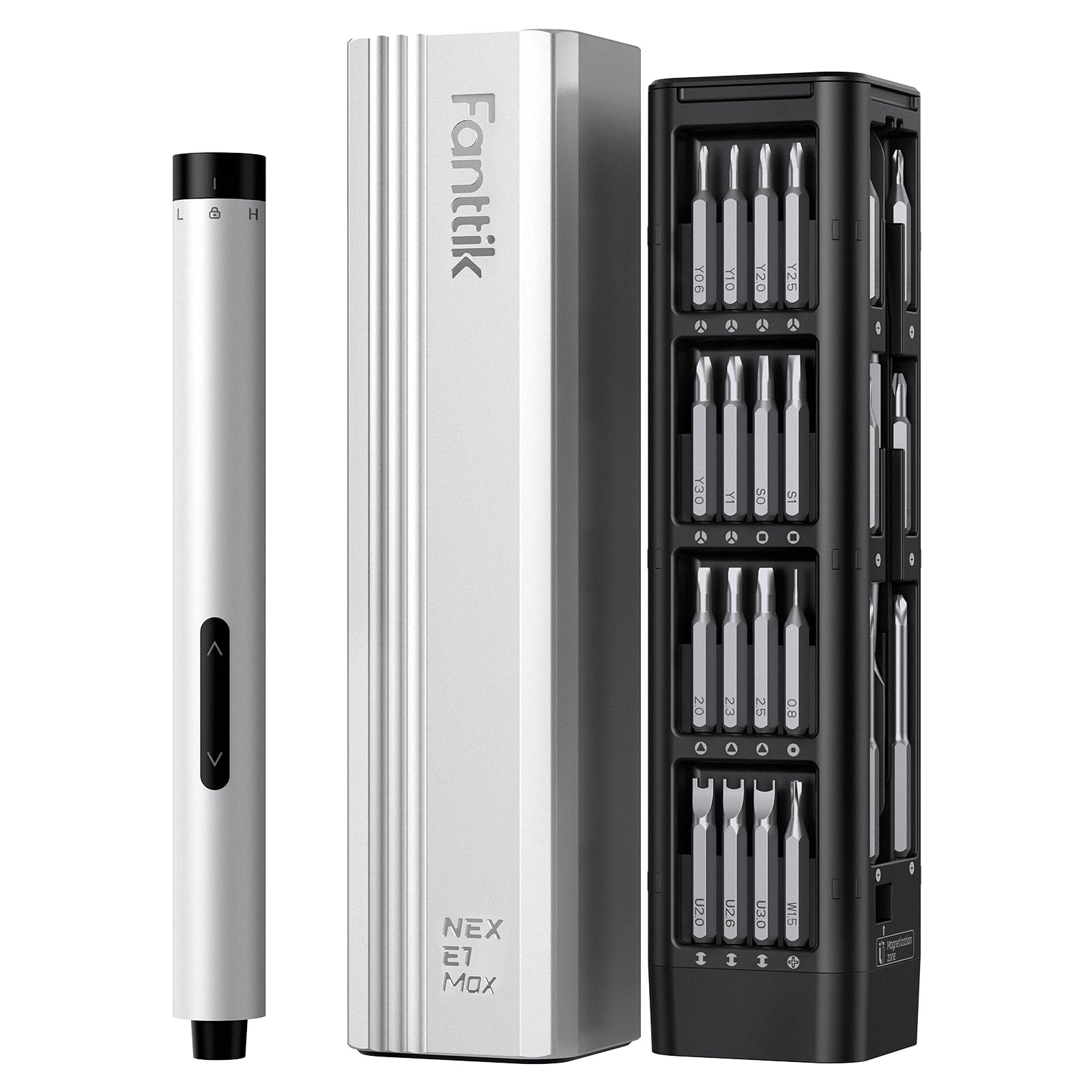 Fanttik E1 Max Electric Screwdriver, Mini Precision Screwdriver Set, 50 Magnetic Bits, Magnetic Storage, 5/32‘’Hex, Repair Tool Kit for Electronics Phone Camera Laptop Watch (White)