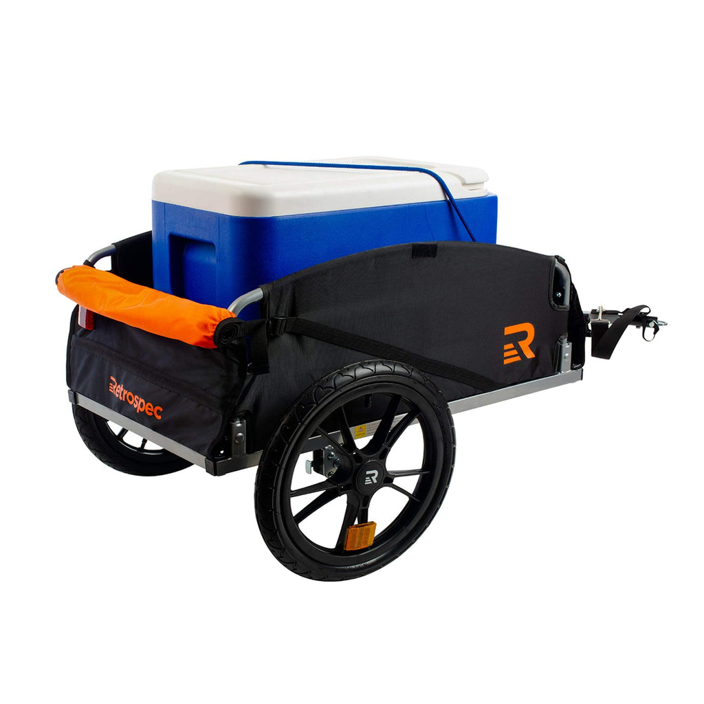 Retrospec Rover Hauler Bike Cargo Trailer - Foldable Frame with Weather-Resistant Fabric & 80lb Capacity - Universal Bike Trailer for 20-29in Wheels - Includes Safety Flag & D-Ring Anchors